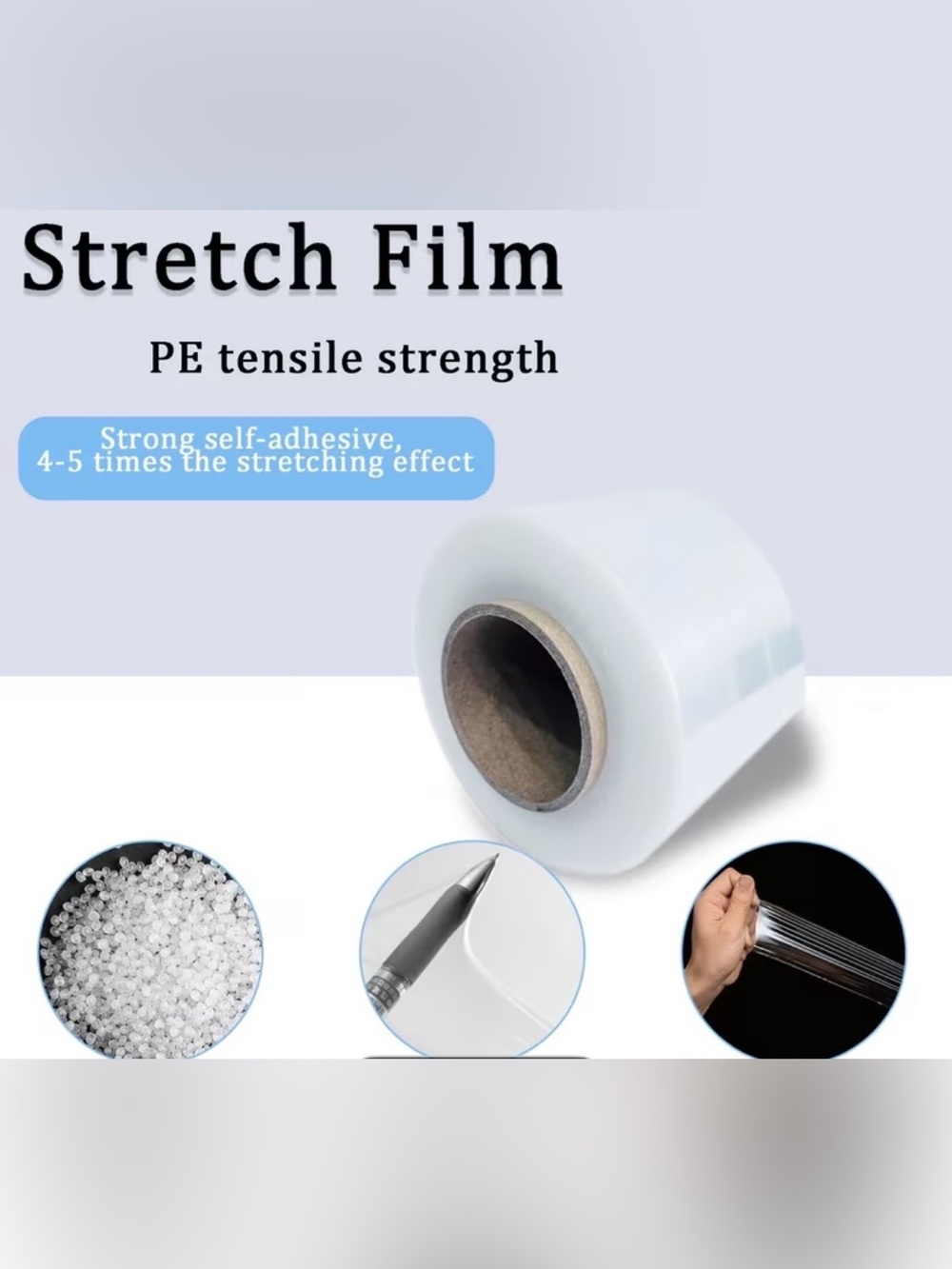 Clear Stretch Film Roll - Transparent Plastic Wrap